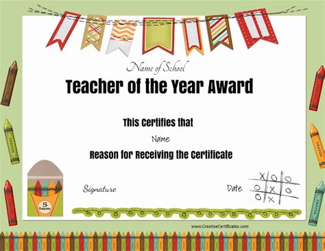 certificate  appreciation  teachers customize