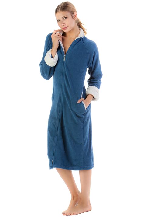 casual nights womens zip front plush fleece robe walmartcom