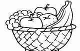 Basket Coloring Pages Fruit Fruits Drawing Kids Baskets sketch template