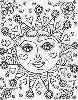 Coloring Pages Hippie Sun Own Book Printable Adult Adults Moon Cool Drawing Sheets Mandala Color Library Clipart Aesthetic Easy Doodle sketch template