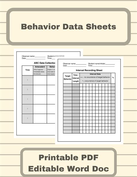 behavior data sheets   clinic  classroom