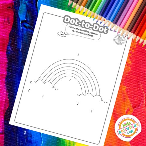 printable rainbow dot  dot coloring pages  kids
