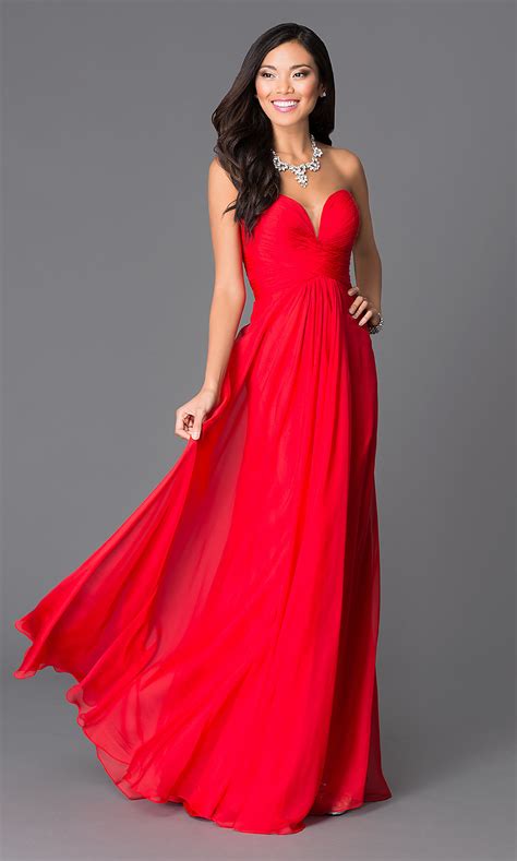 Strapless Red Sweetheart Prom Dress Promgirl
