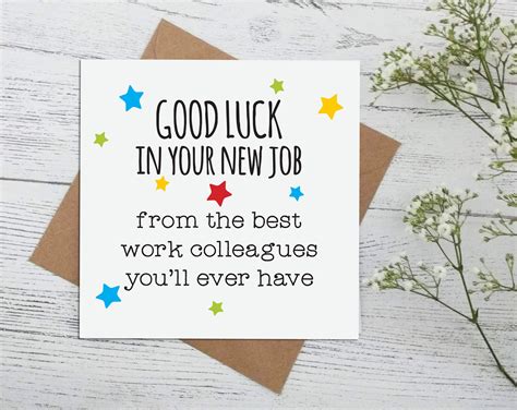 job greeting card good luck  work colleagues etsy uk