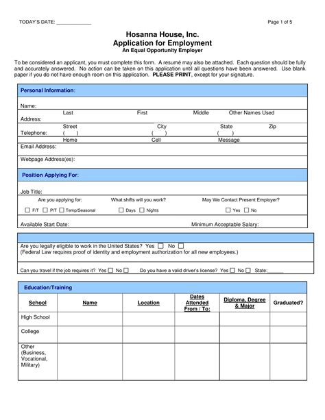 employment application form  examples format