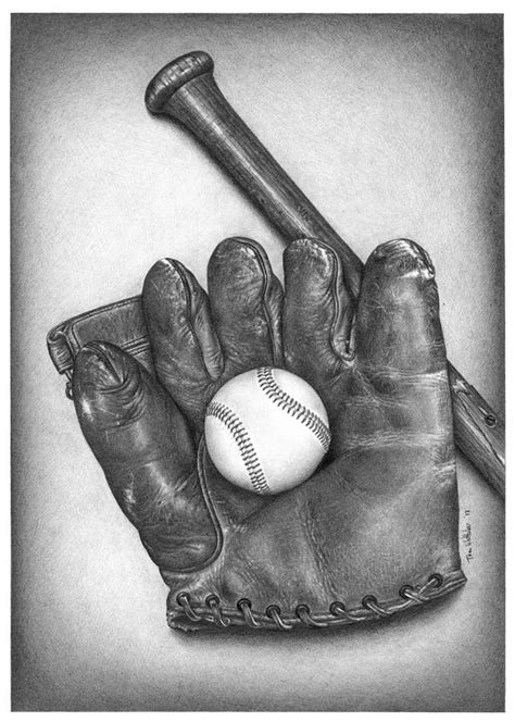baseball glove drawing  tom whittaker fine art america