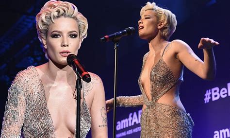 Halsey Takes The Plunge In A Beaded Gown At Amfar Gala Daily Mail Online