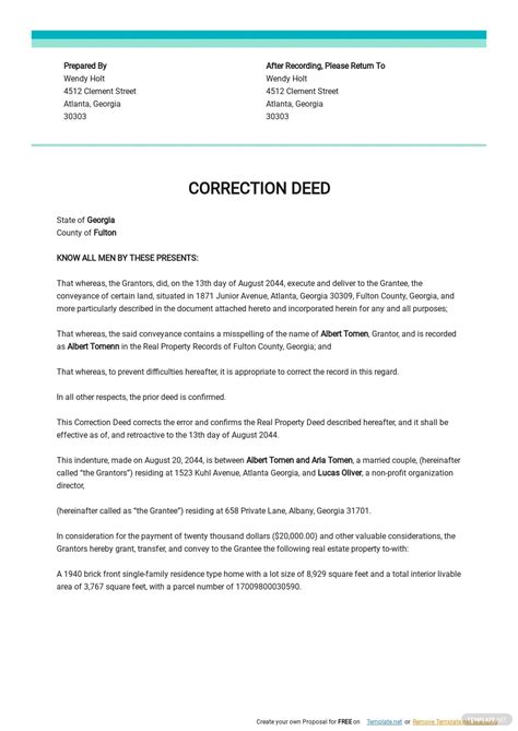 correction deed template