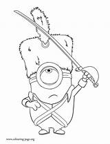 Coloring Pages Minions Minion Stuart Guard Color Printable Beautiful Real Kids Colouring Movie Dressed Print Cartoon Fun Warrior Getcolorings Party sketch template