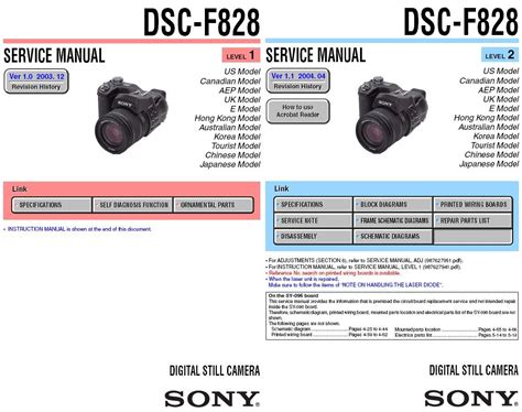 Sony Dsc F828 Digital Camera Service Repair Manual
