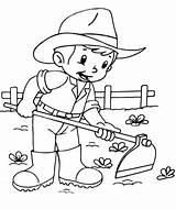 Coloring Farmer Pages Little Farm Printable Ploughing sketch template