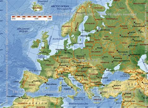 europa domborzati es vizrajzi terkepe orszaghatarokkal koernyezetvedelmi informacio