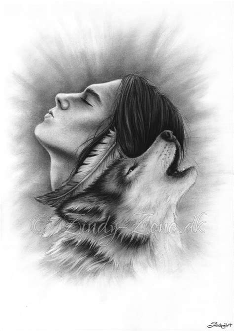 Connected Souls Wolf Native Indian Male Man Emo Art Print