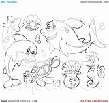 Coloring Animal Collage Sea Pages Ocean Creatures Outlines Clipart Drawing Animals Illustration Digital Royalty Rf Visekart Life Getdrawings Getcolorings Pencil sketch template