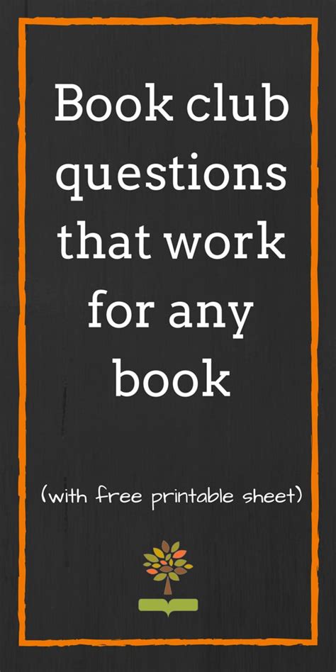 book club questions  work   book   printable sheet