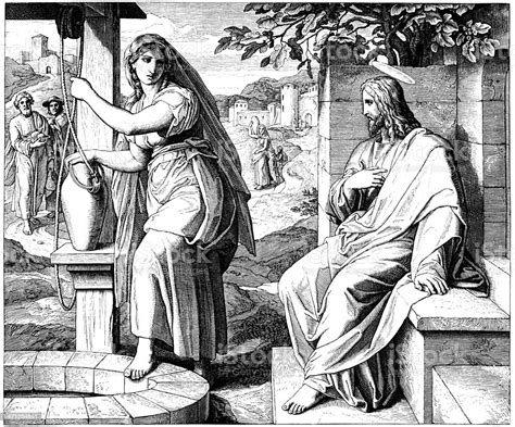 Jesus And The Samaritan Woman Stock Illustration Download Image Now