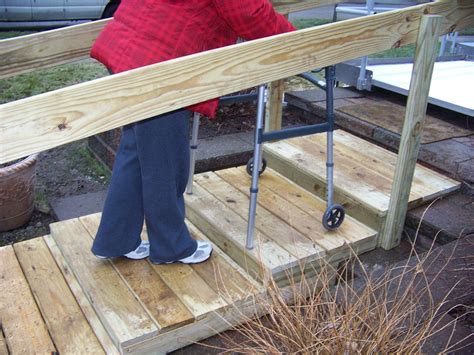 woman standing  top   wooden ramp