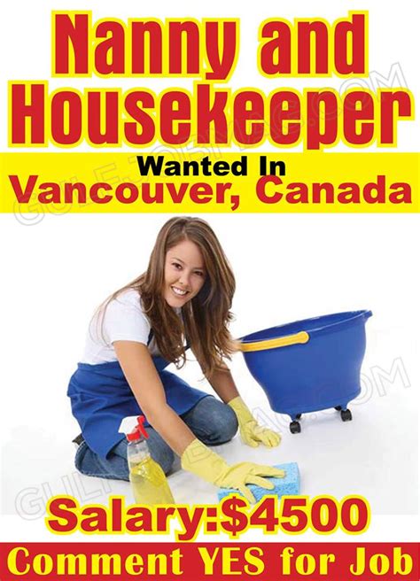 Nanny And Housekeeper Wanted In Canada Gulf Job Mag