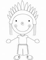 Coloring Pages Thanksgiving Tumbleweed Print Template American Native Boy Sheets sketch template