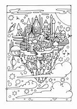 Vliegende Stad Kleurplaat sketch template