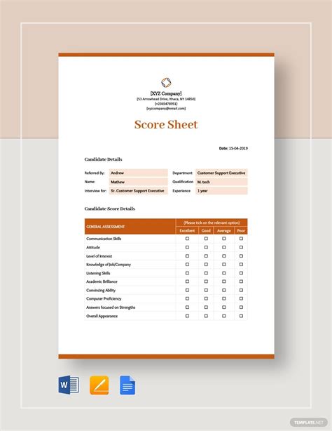 sheet templates sample  format