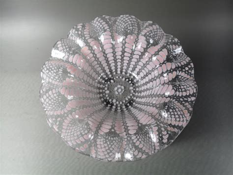 Sydenstricker ~ Fused Glass Ruffled Bowl ~ Pink Pattern