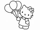Kitty Balloons Hello Coloring Pages sketch template