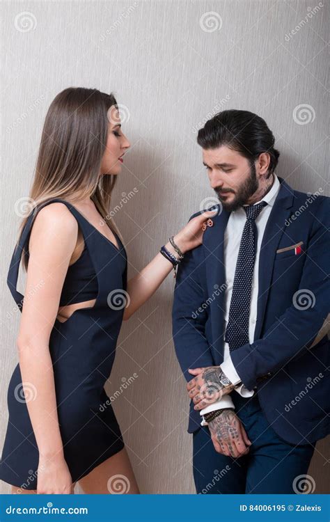 Couple Elegantly Dressed Teasing Each Other Stock Image Image Of