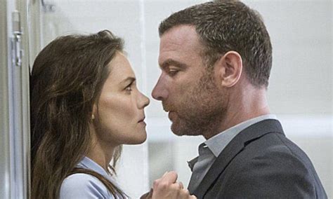 liev schreiber pins katie holmes against wall in ray donovan trailer ray donovan liev