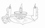 Diwali Coloring Colouring Pages Kids Clipart Candles Sheets Diya Color Deepavali Festival Happy Print Line Rangoli Library Shubh Quotes Crackers sketch template