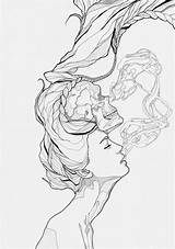 Smoke Drawing Tattoo Smoking Drawings Sketch Weed Girl Sketches Skull Tattoos Stencil Illustration Behance Print Pencil Woman Illustrations Stefanie Tumblr sketch template