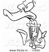 Leg Coloring Broken Cartoon Crutches Duck Lame Cast Vector Outlined Injured Using His Hurt Template Pages sketch template