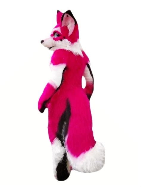 fursuit pink fox mascot costume
