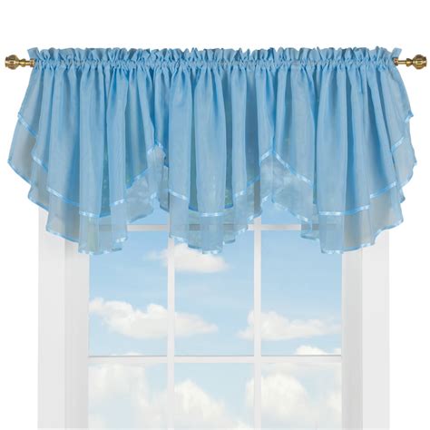 collections  elegant sheer layered pc ascot valance curtain topper  rod pocket top