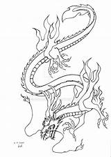 Dragon Japanese Line Getdrawings Drawing sketch template