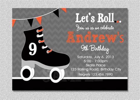 roller skating birthday party invitations ideas