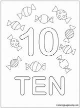 Coloring Pages Number Ten Numbers Printable Kids Candy Preschool Drawing Preschoolers Worksheets Color Book Kindergarten Class Math Learning Template Printables sketch template