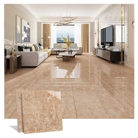 Beige Glossy Marble Floor Tile Fixing Thickness 17 Mm Unit Size 300