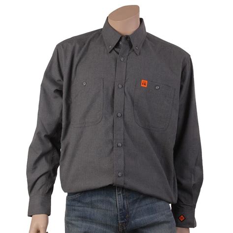 wrangler men s riggs grey fr button down work shirt