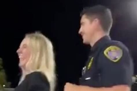 woman makes hot police officer uncomfortable with kinky one liner