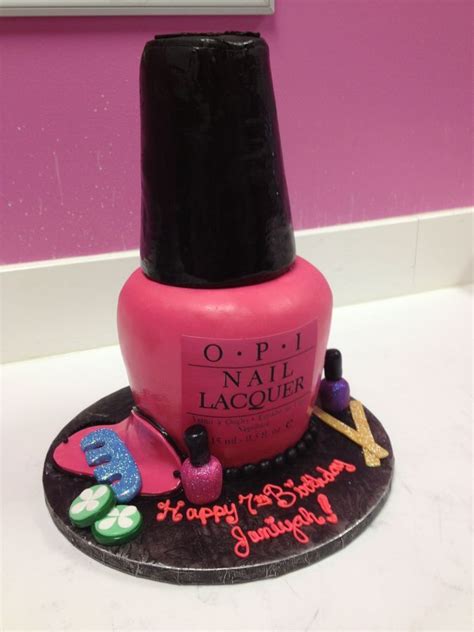 spa theme cake nail polish cake   cake bottle cake