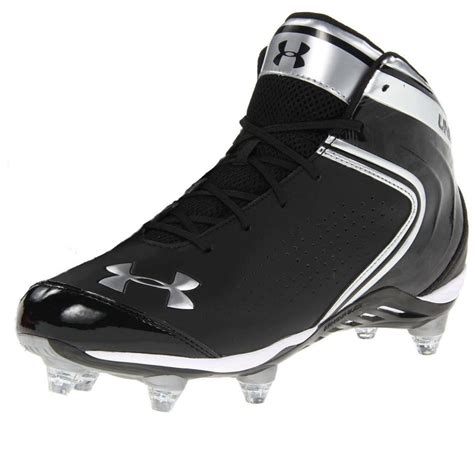 armour  mens saber mid  football cleats black silver size
