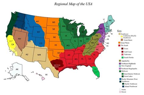 united states regions map map   world