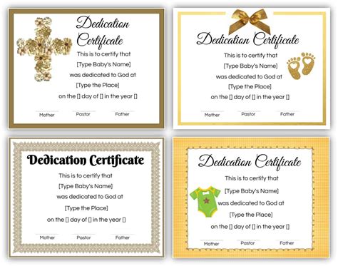 baby dedication certificate editable  printable