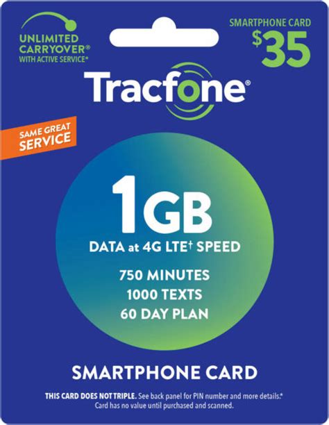 Tracfone Smartphone Only Plan 60 Days 750 Minutes 1000 Text 1gb Data
