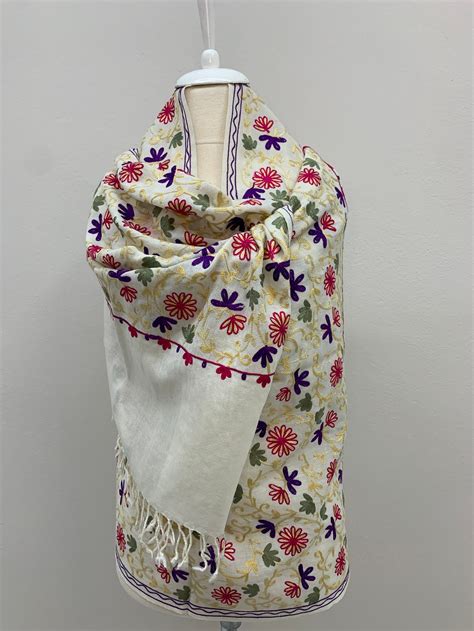 white wool shawl embroidered shawl womens wool scarves etsy