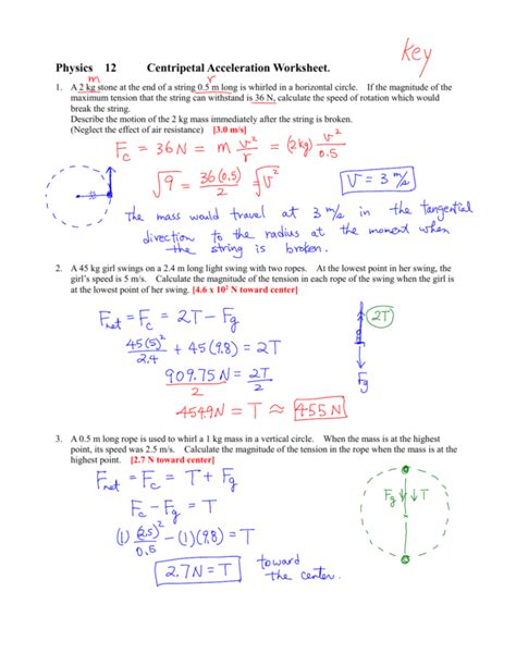 centripetal force worksheet  answers db excelcom