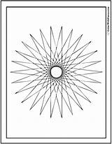 Geometric Coloring Pages Star Point Designs Circle Print Lines Detailed Customize Colorwithfuzzy sketch template