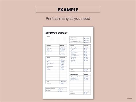 budget template printable monthly budget planner  rule