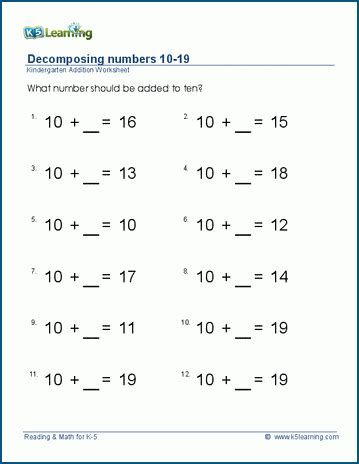 composing  decomposing numbers worksheet kid worksheet printable